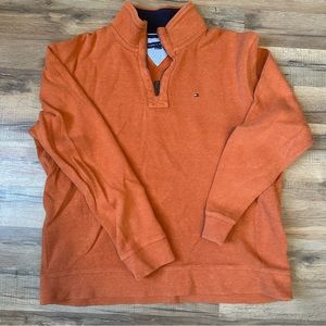 Men's Tommy Hilfiger quarter zip orange sweater long sleeve XL